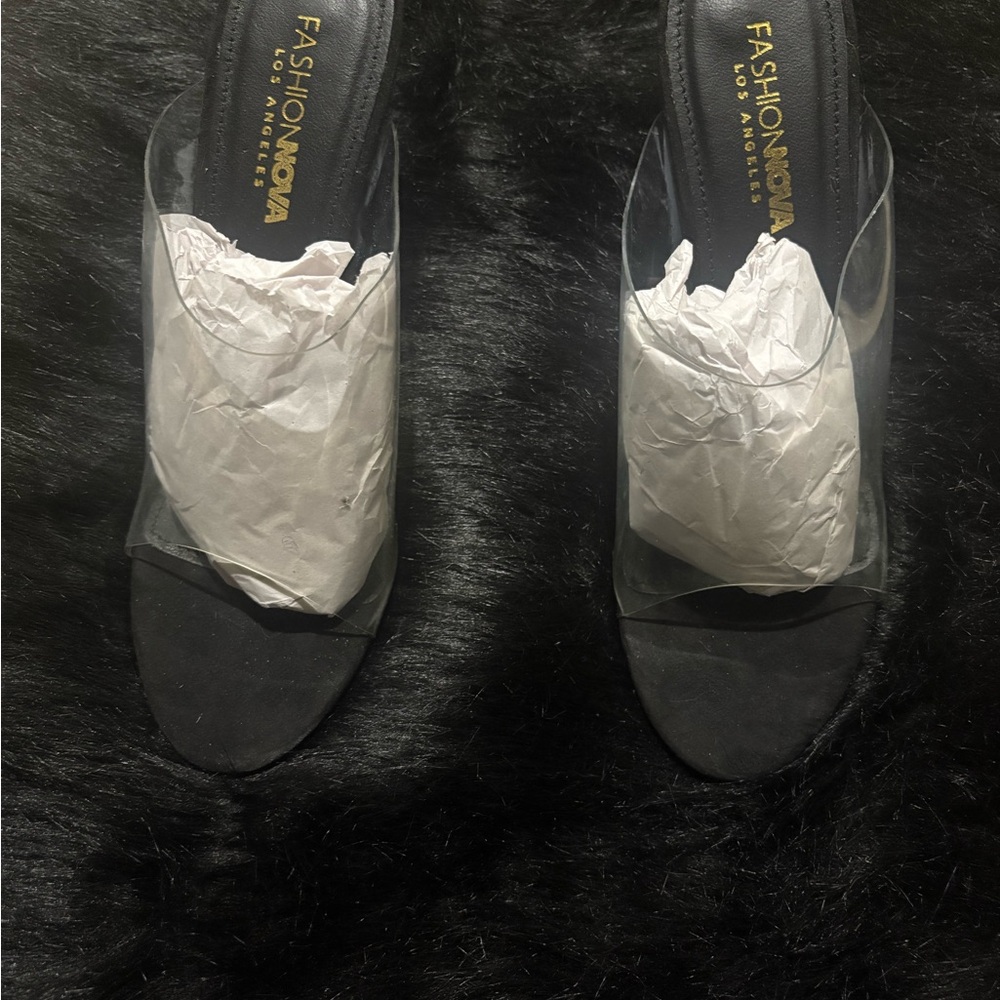 Fashion Nova Black Transparent Heels